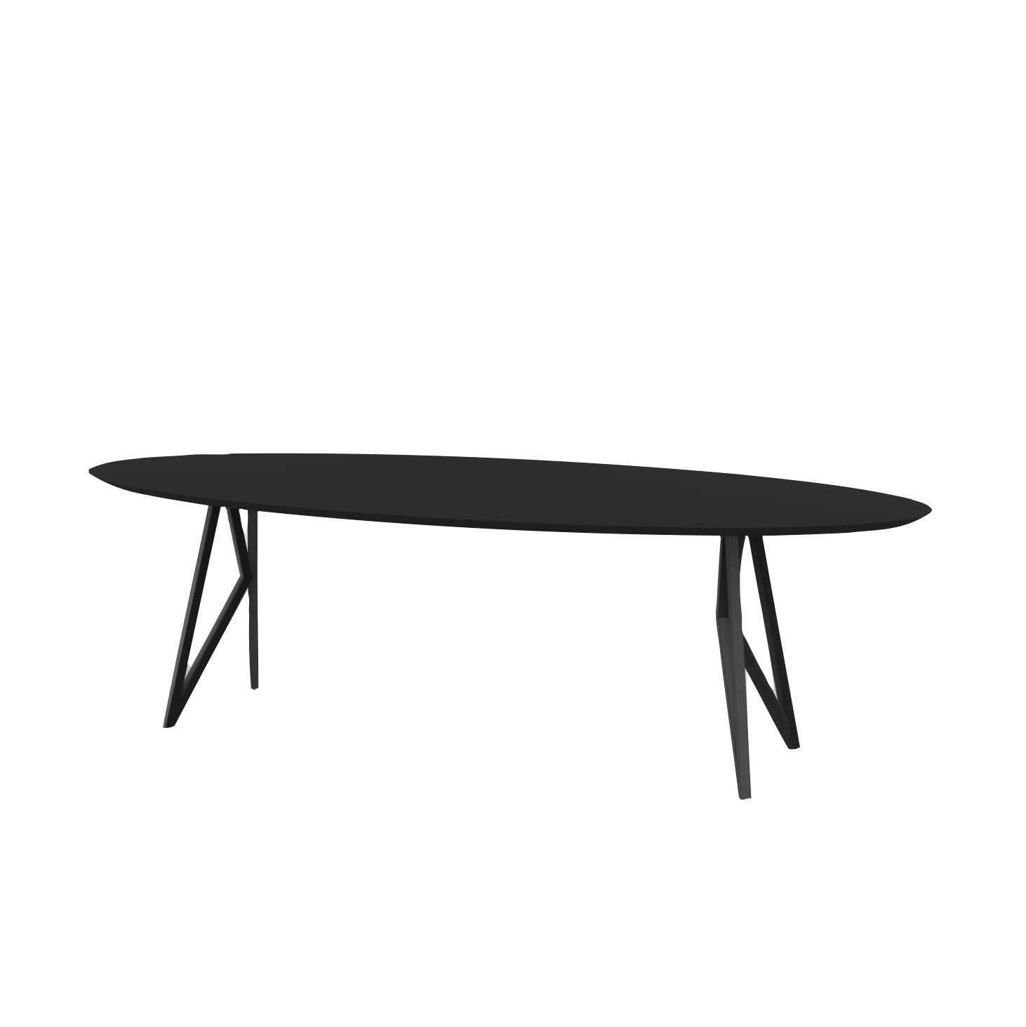 Studio HENK tafel Butterfly Ovaal - zwart frame, HPL Fenix nero ingo 260 x 120 | HPL Fenix Nero Ingo | Verjongde Rand | Frame Zwart