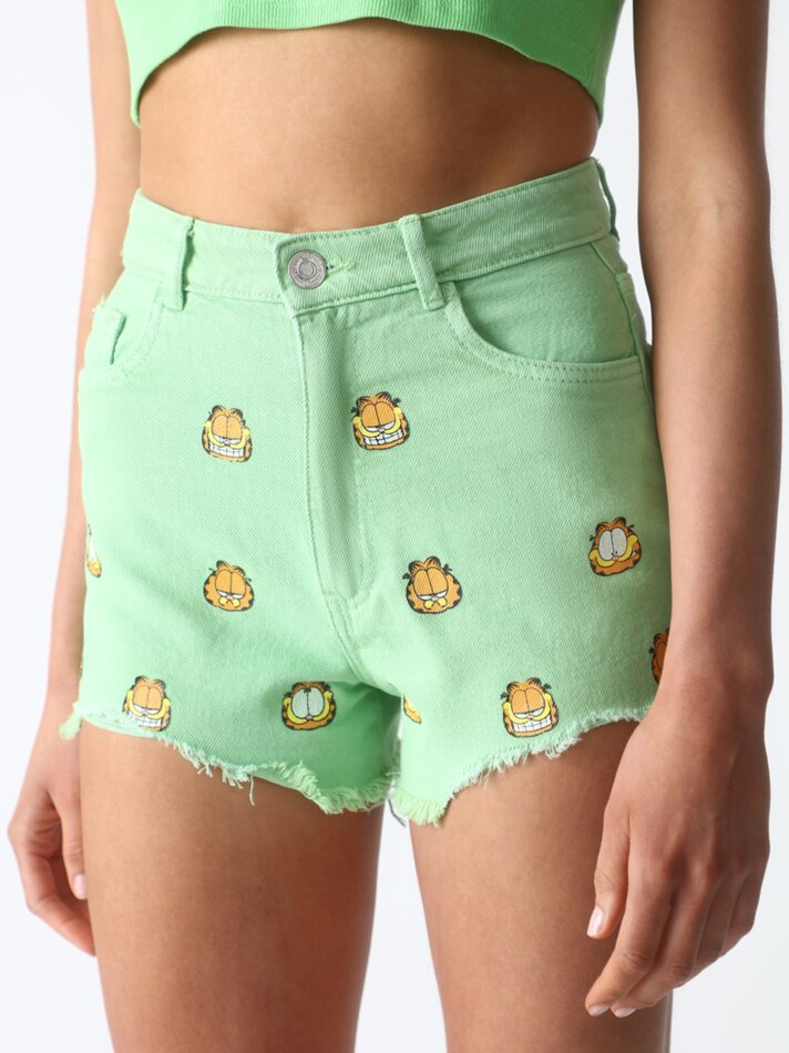 Calções estampados do Garfield da Nickelodeon - Verde claro
