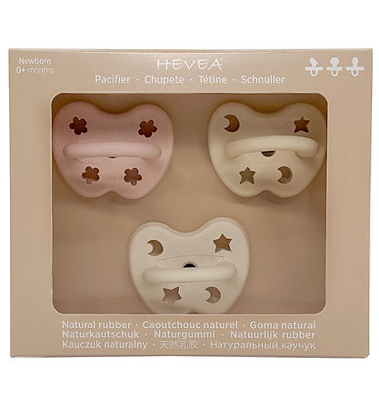 Hevea Schnuller - 0-3 Mt. - 3er-Pack - Naturgummi - Mädchen Mix