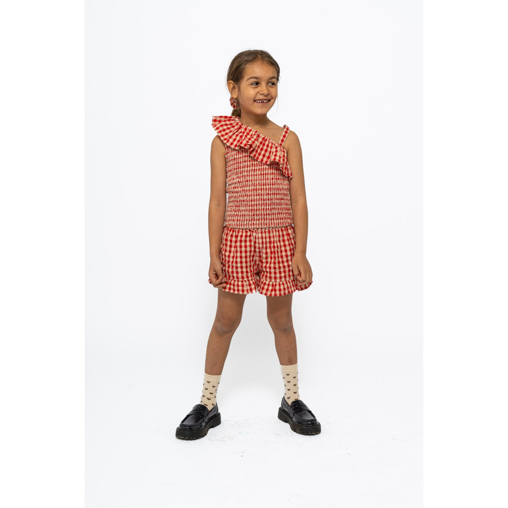 Køb The New Poppy Red Check Nally Kort Top
