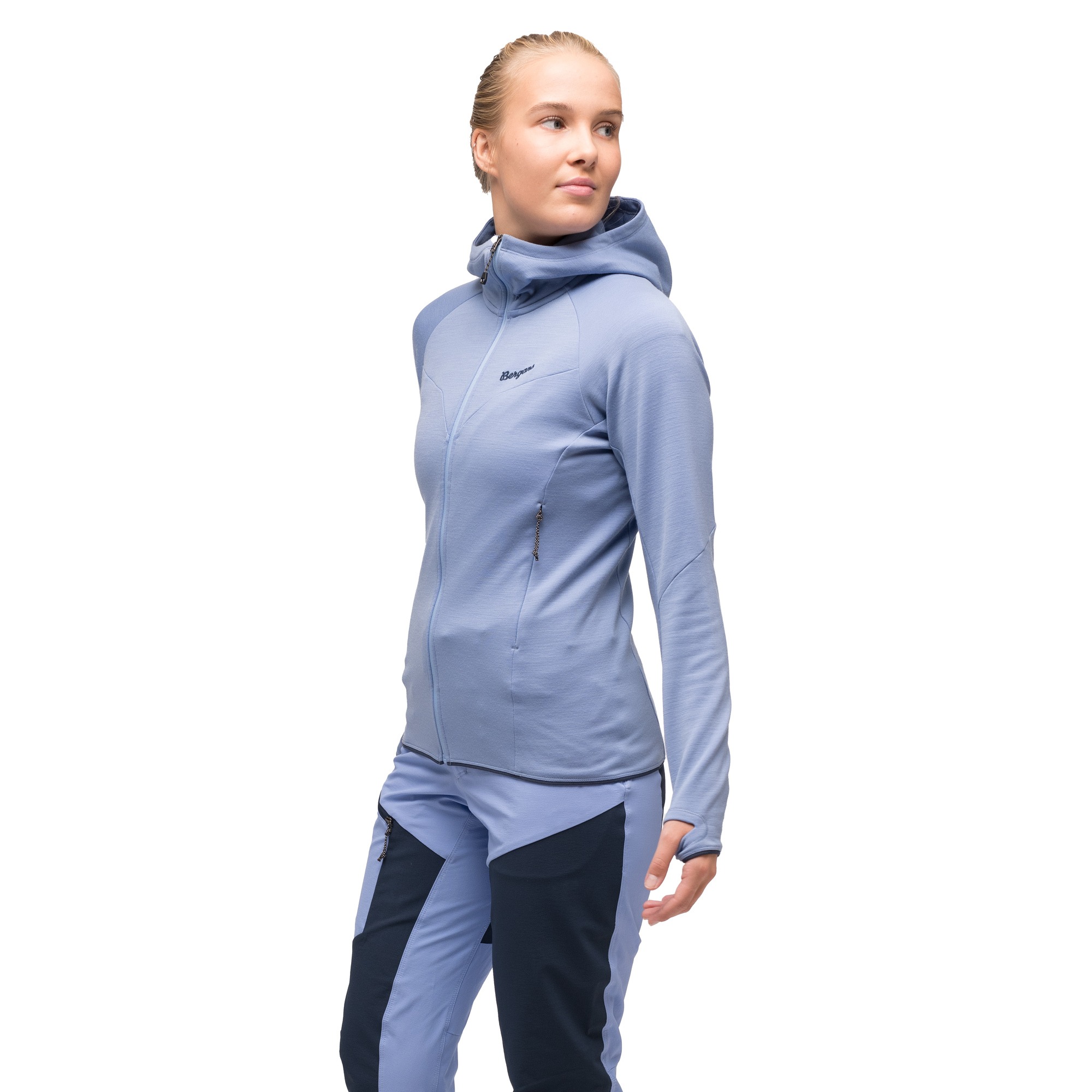 Tind Merino Hood Jacket Dame Blueberry Milk