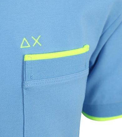 Sun68 Piqué T-Shirt Fluo Stripe Lichtblauw T35124-56 kopen
