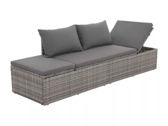 Lit de jardin Gris 195x60 cm Résine tressée