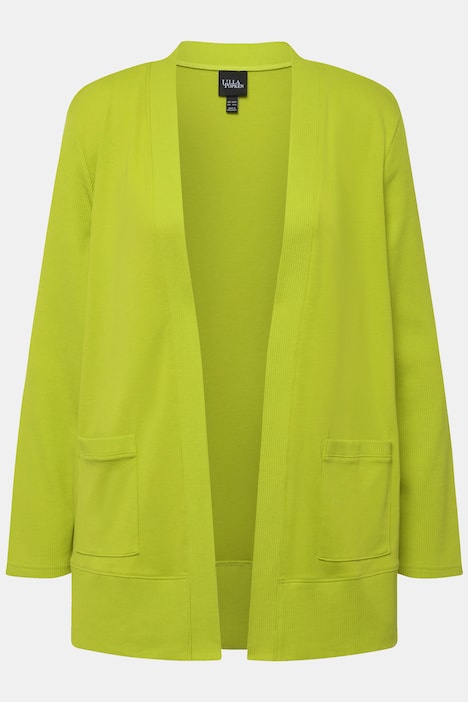 Sweatjacke, Waffelstruktur, offene Form, Langarm