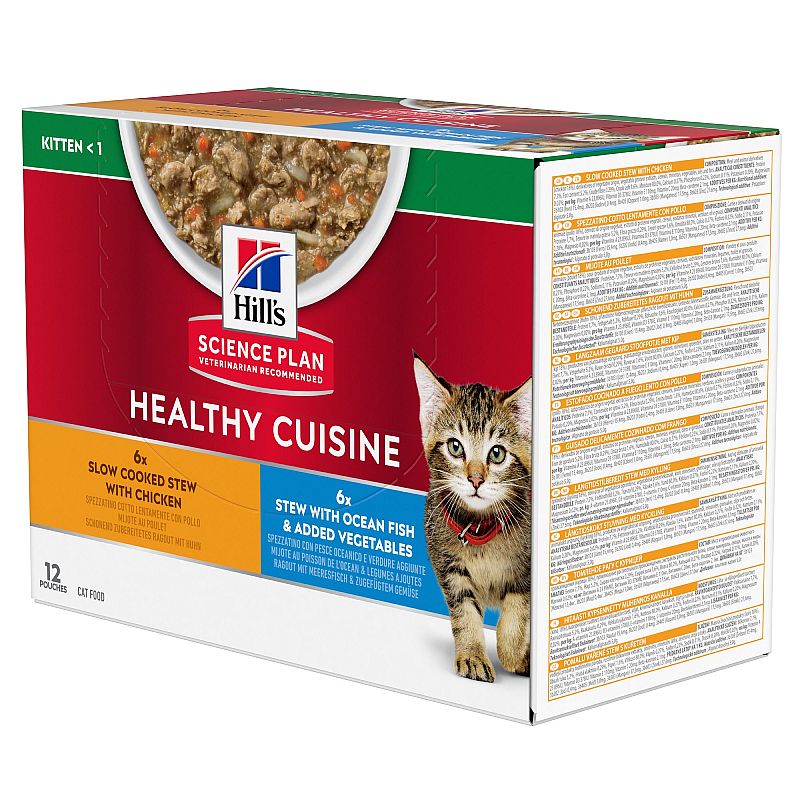 Hill's Science Plan Healthy Cuisine Kittenvoer Stoofpotje Kip Zeevis 12 x 80 gram | 12601