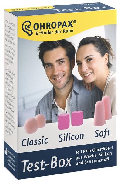 OHROPAX Testbox Ohrstöpsel<br>1 Stück, Box, 3 Paar assortiert je 1x Classic Soft Silicon