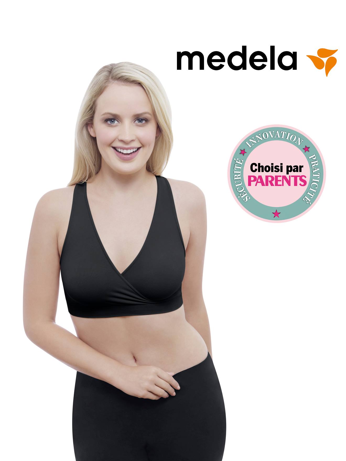 Sutiã de amamentação preto liso MEDELA para noite