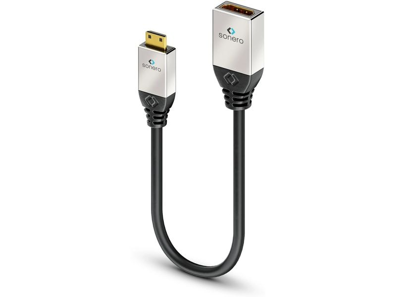sonero Adapterkabel 4K High Speed Mini-HDMI (HDMI-C) - HDMI 4K High Speed Mini HDMI Portsaver Adapter mit Ethernet Kanal