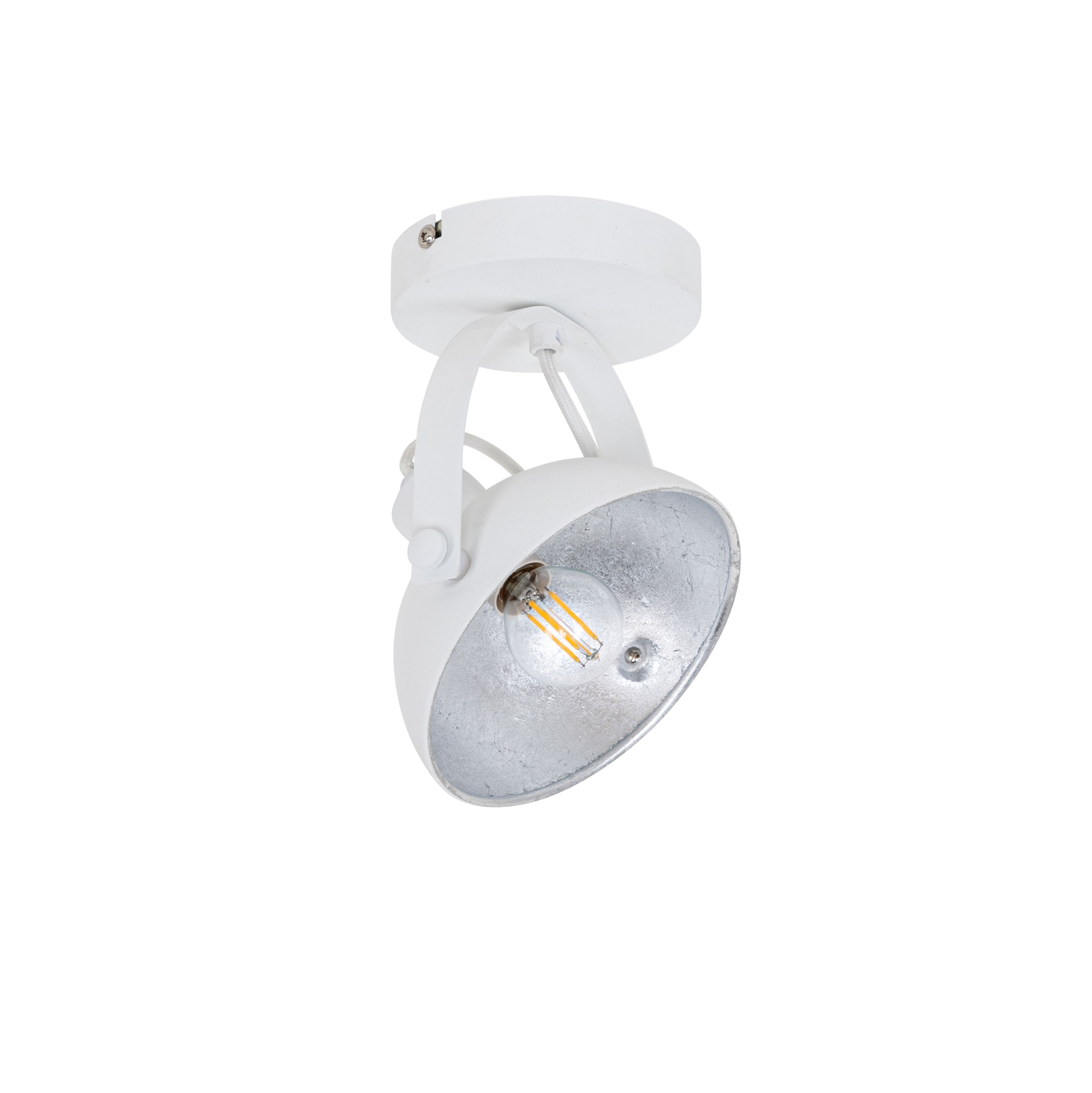 Industriële plafondlamp wit met zilver 15 cm verstelbaar - Magnax