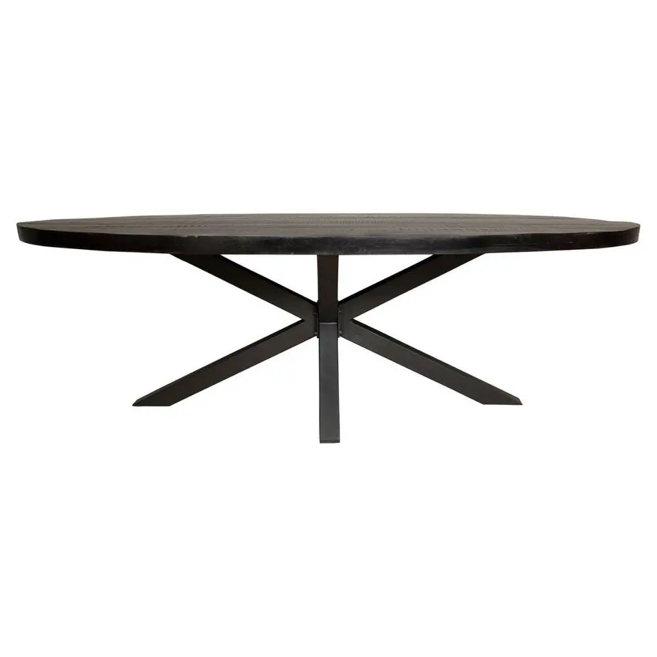 Eettafel Ovaal Zwart Hout - 300x120x76cm - Denver