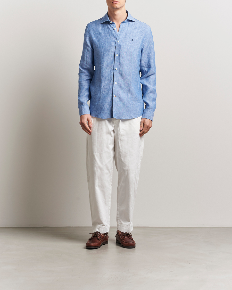 Morris Slim Fit Linen Shirt Blue