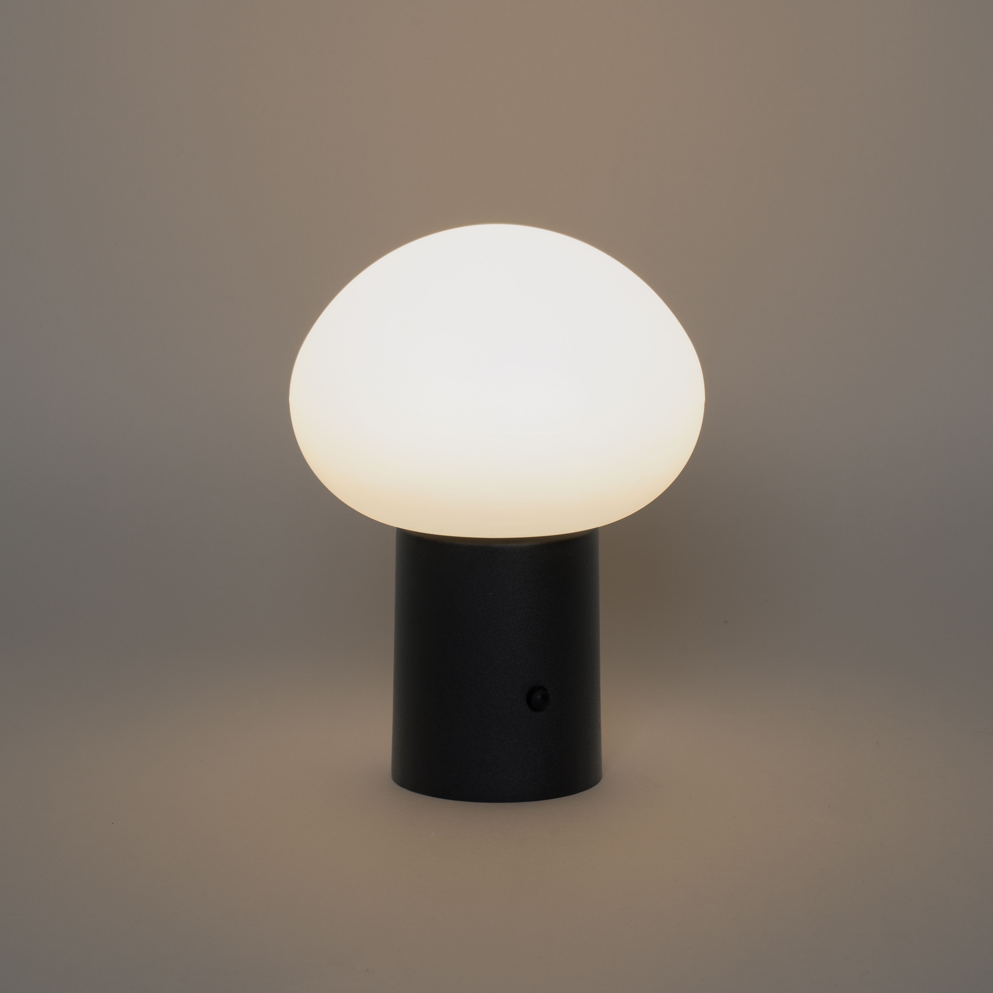 Tafellamp mushroom zwart incl. LED oplaadbaar - Louise