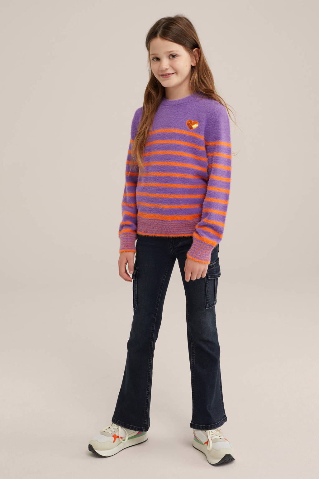 WE Fashion gebreide trui paars