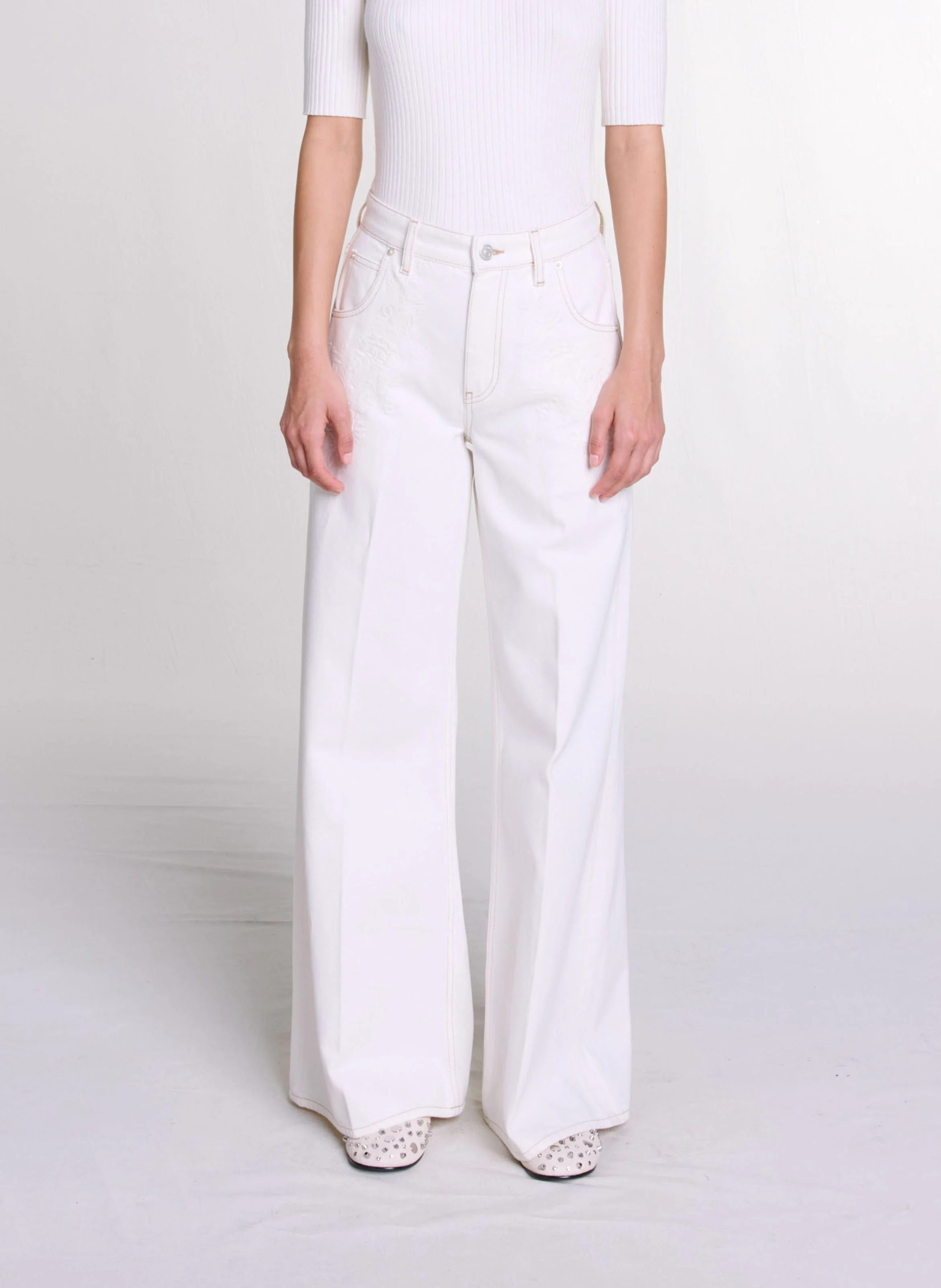 Jean large en coton | Blanc