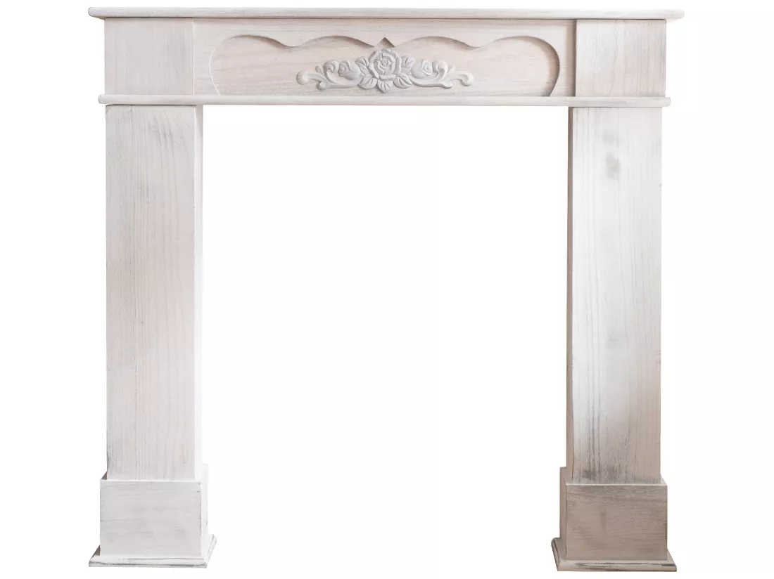 Cadre Decoratif Manteau De Chemineee Bois Blanc 99x104x21