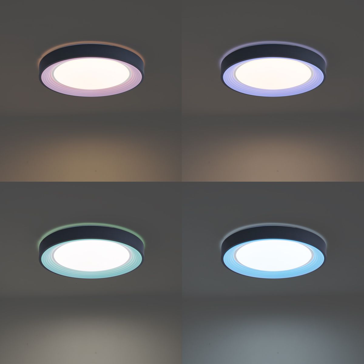 Moderne plafondlamp grijs met wit 48cm incl. LED dimbaar RGB - Kanton
