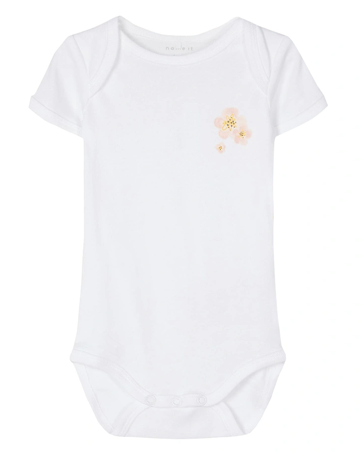 Kurzarm-Body NBFBODY – FLOWER 3er-Pack in rosa/weiß