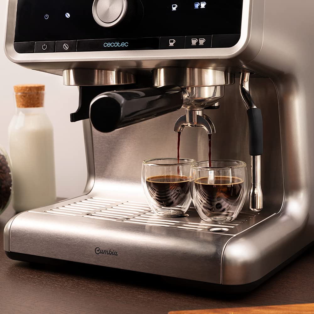 Cecotec Machine à café Express Power Espresso 20 Barista Cream. 2 Thermoblocks, 20Bars, Manomètre, Mode Auto pour 1 et 2 Café(s), Buse vapeur Orientab