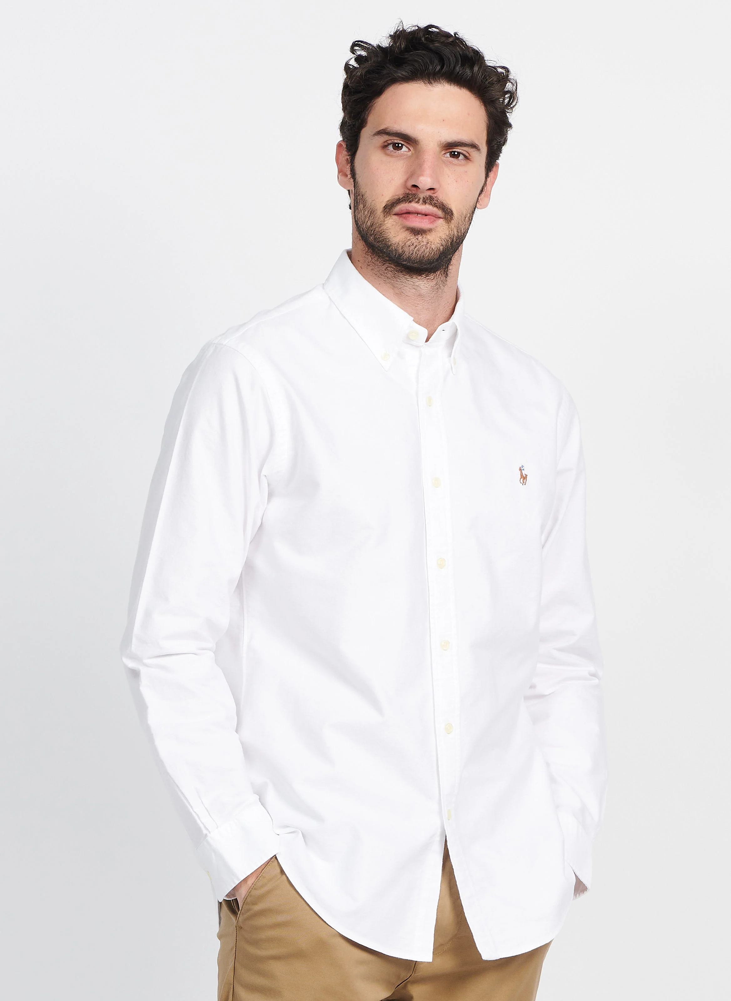 Chemise col américain en coton | Blanc
