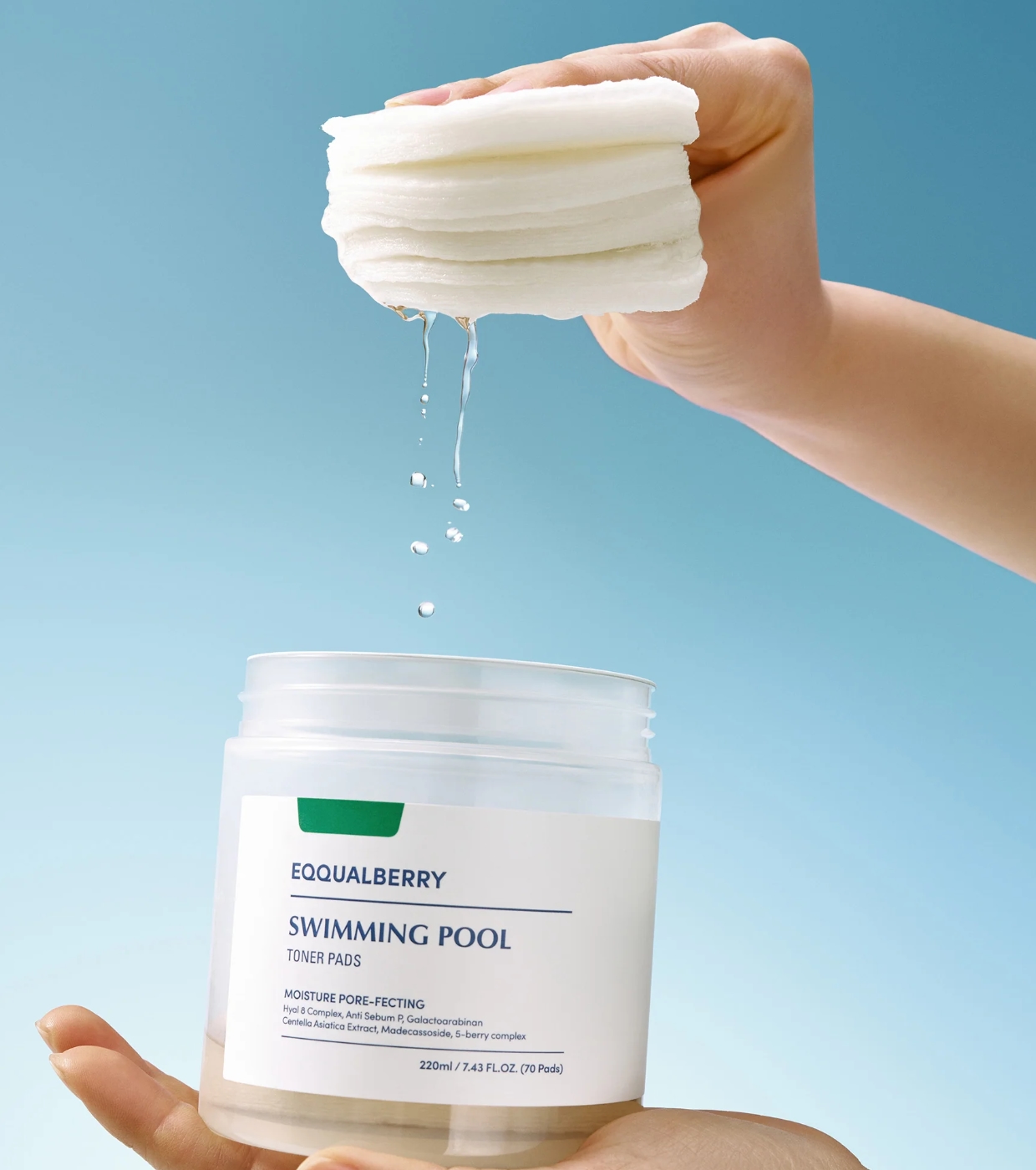 Eqqualberry - *Swimming Pool* - Almofadas tonificantes hidratantes e calmantes - 70 pads