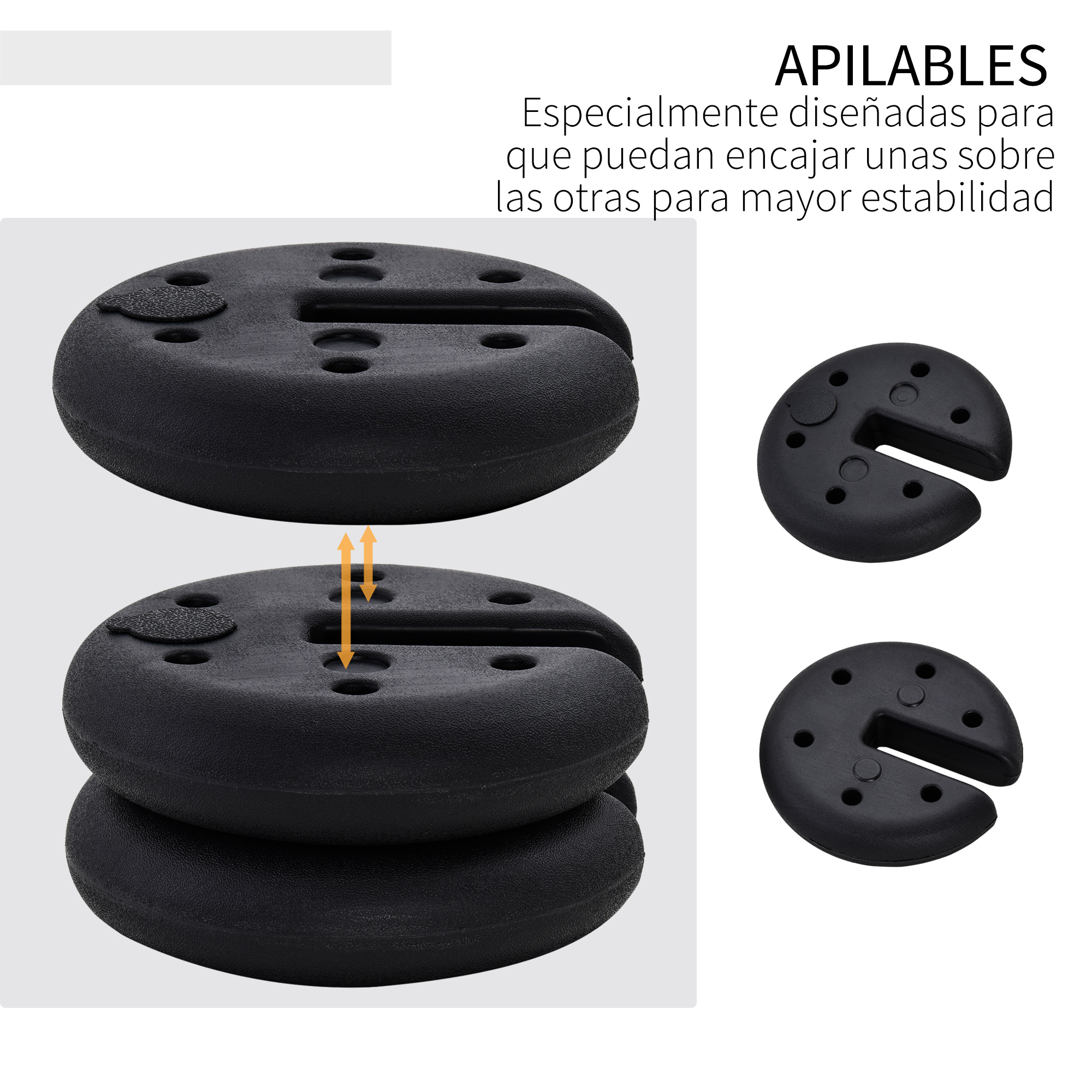 Conjunto Outsunny com 4 pesos para gazebo, preenchíveis com areia e cimento, base de apoio para guarda-sol/tenda, base ponderada Φ25x6 cm