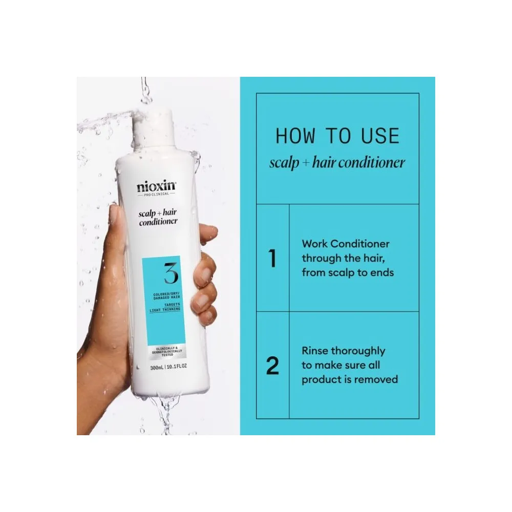 Nioxin System 3 Conditioner for Colored/Dry/Damaged Hair - 300 ml.