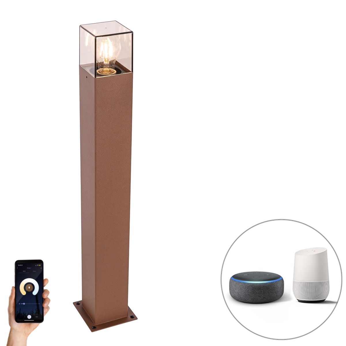 Smart staande buitenlamp roestbruin 70 cm incl. Wifi P45 - Denmark