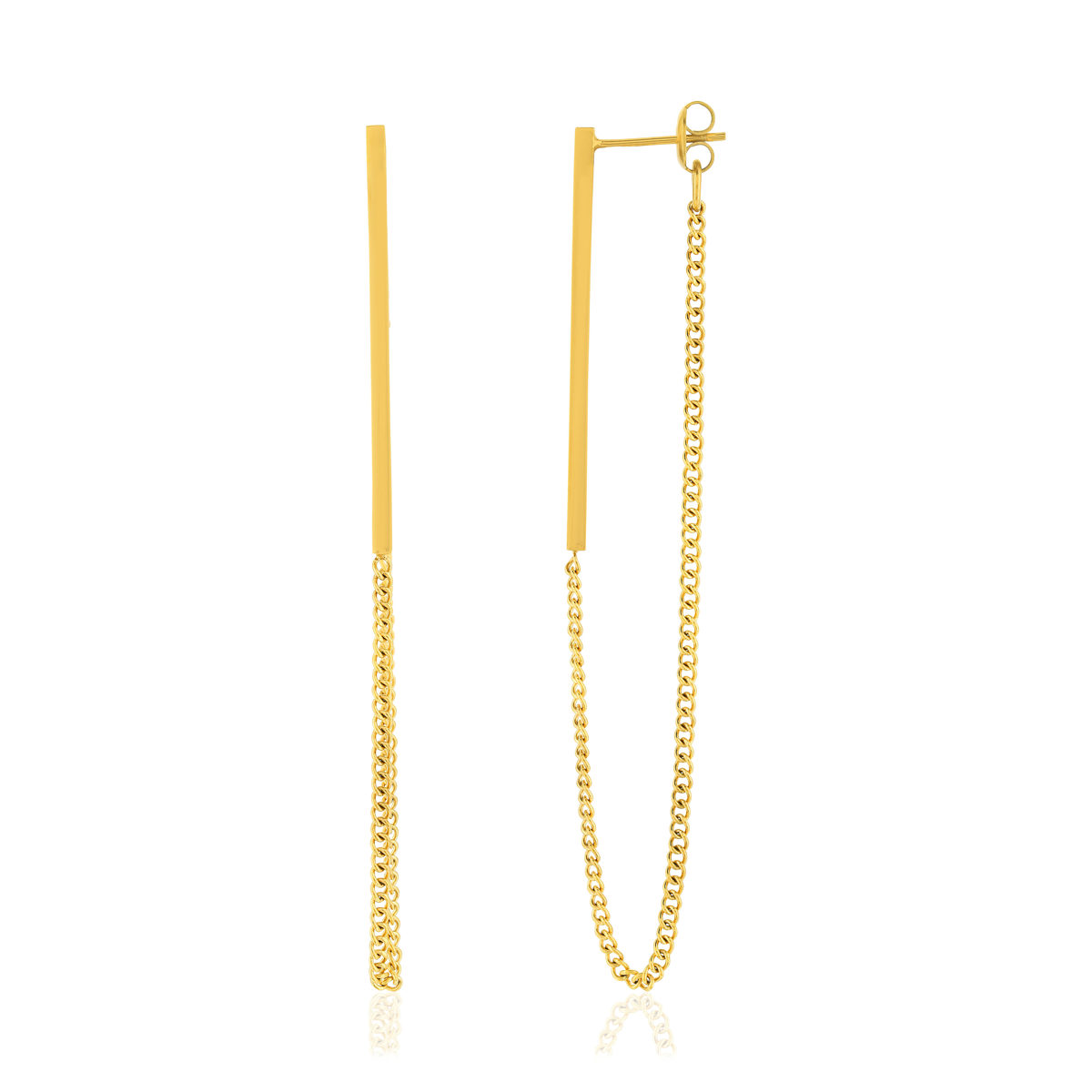Boucles d'oreilles pendants acier doré