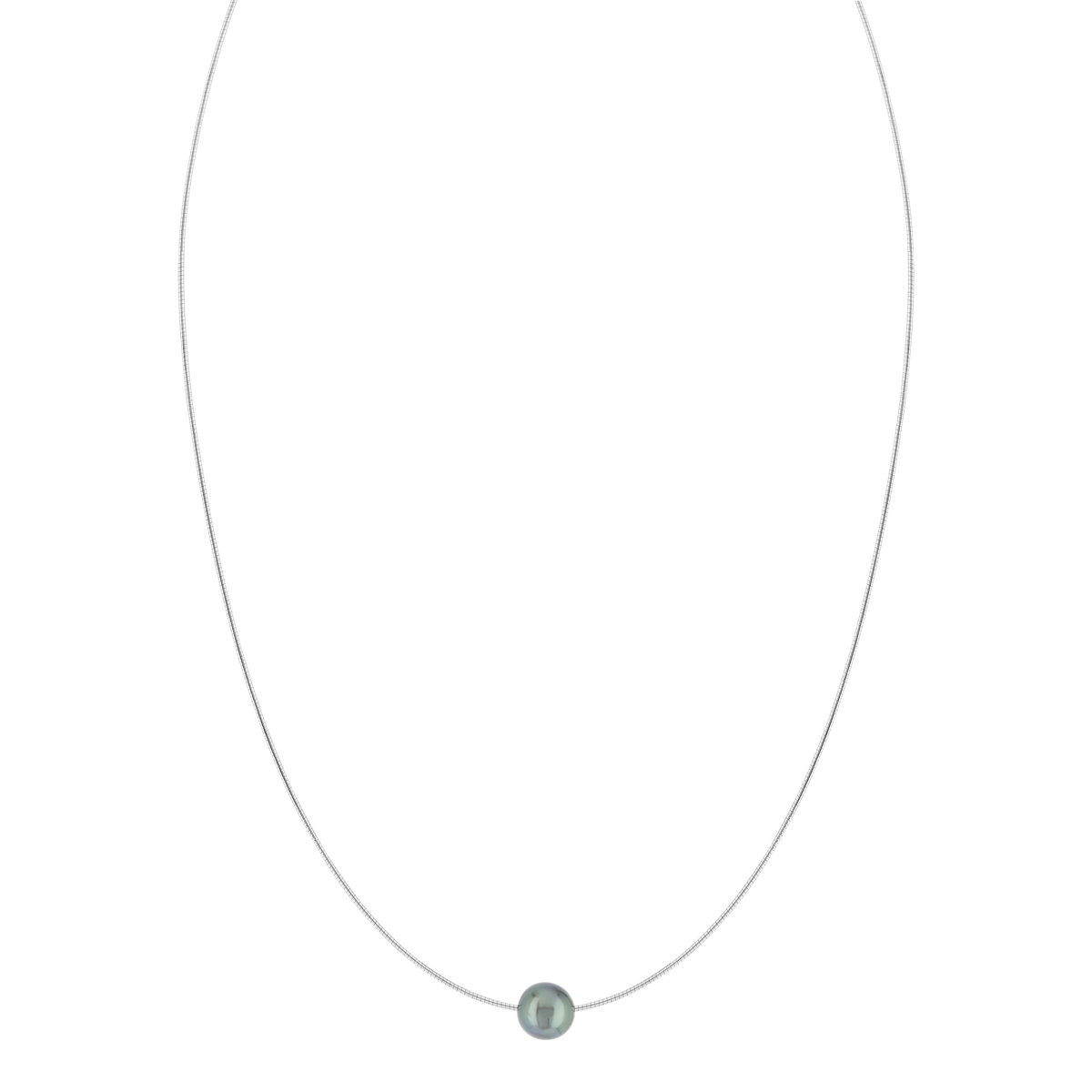 Collier argent 925 oméga perle de culture de Tahiti 45 cm