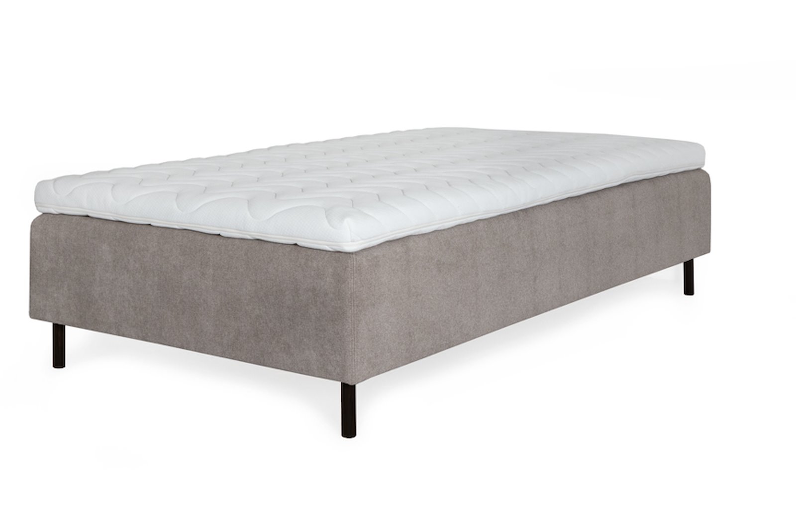 Premium 10 rammeseng Tekstil Storm 09 beige. Medium liggekomfort, Premium 10 overmadrass og runde sorte 15 ben.