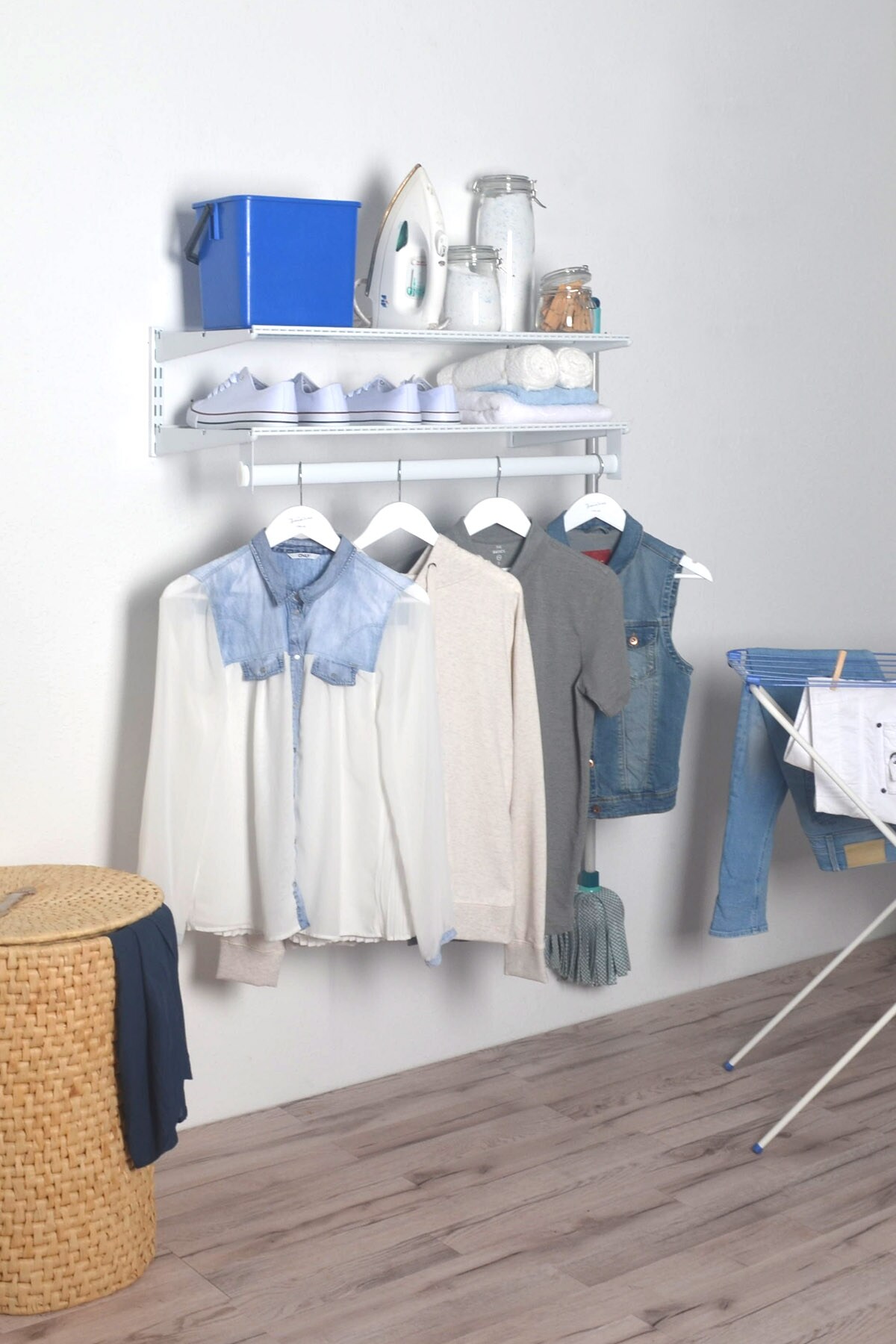 Element System Regal-Set Wardrobe, weiß Garderobe Jackenständer Kleiderhaken