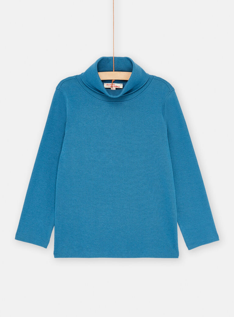 Sous-pull bleu de France uni pour garçon