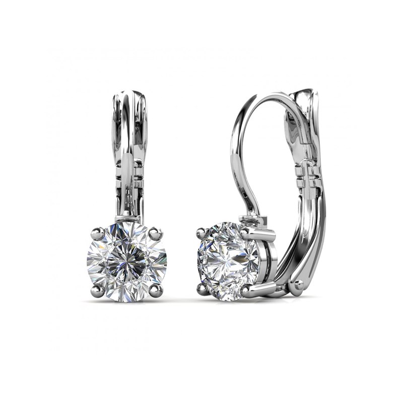 Boucles d'oreilles Round - Argenté et Cristal