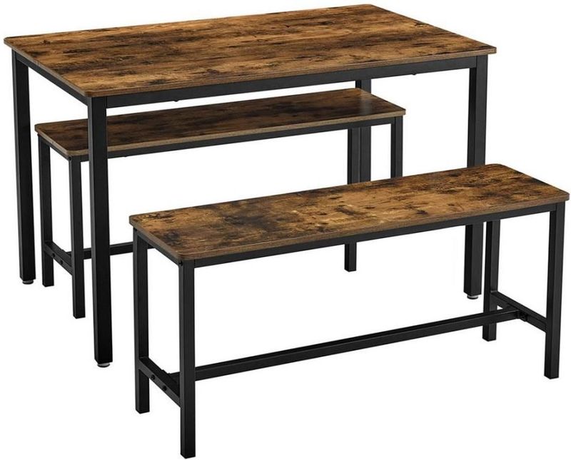 Barset TREVOR: bartafel met 2 banken, bruin/zwart