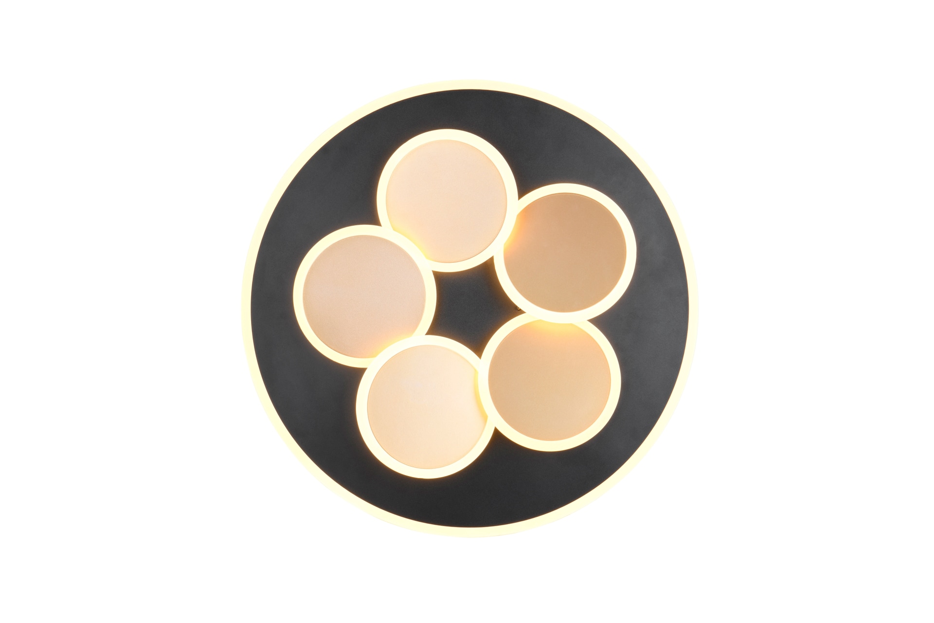 TRIO LED Deckenlampe MANDALA 49 cm schwarz /goldfarbig