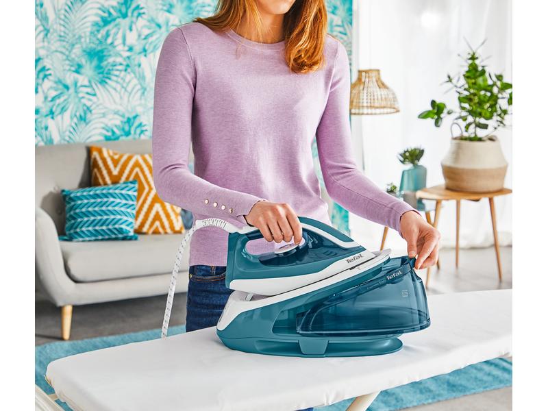 Tefal Express Easy SV6131CH Türkis/Weiss Leistungsstarke und kompakte Dampfbügelstation