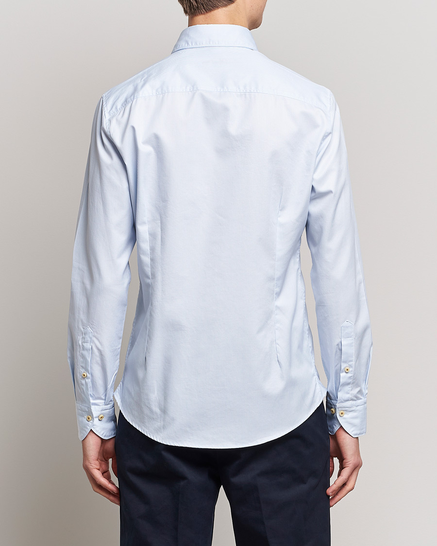 Stenströms Slimline Pinstriped Casual Shirt Light Blue