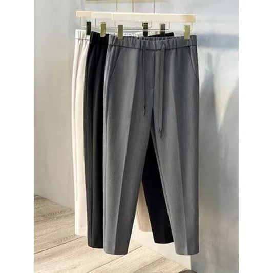 Lingaris - Effen cropped rechte broek met trekkoord in de taille
