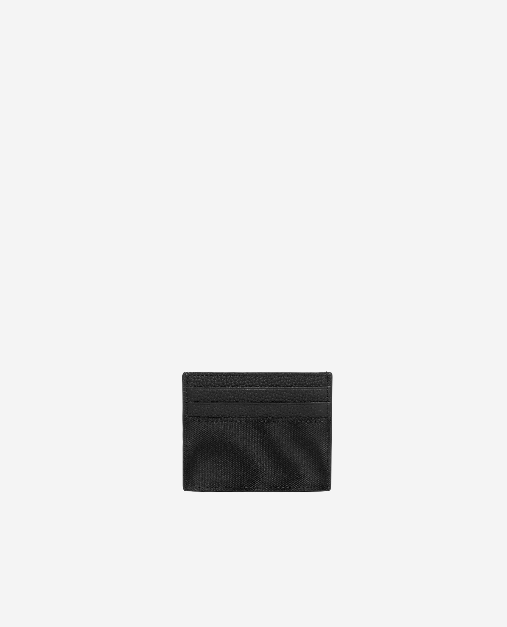 Porte-cartes en canvas et cuir grainé noir