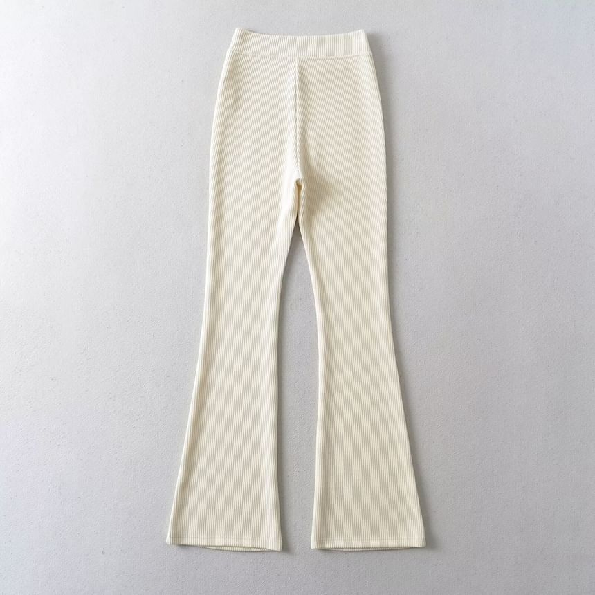 Osion - Hoge taille effen bootcut gebreide broek