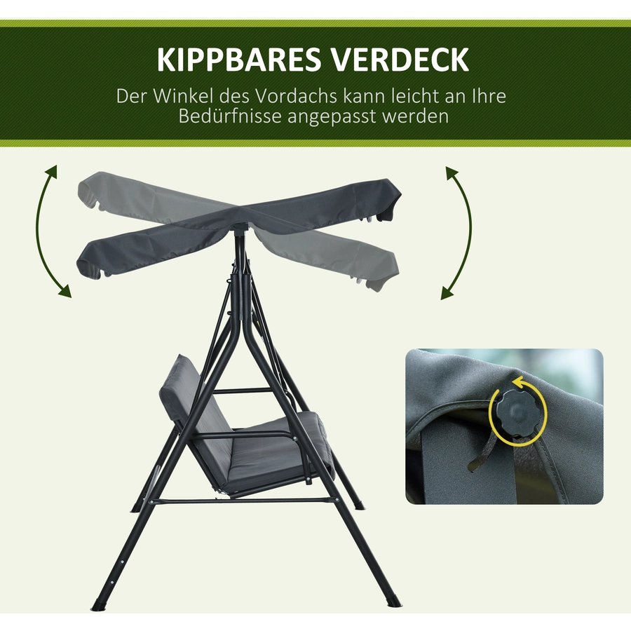 Outsunny Hollywoodschaukel mit neigungsverstllbaren Sonnendach bunt