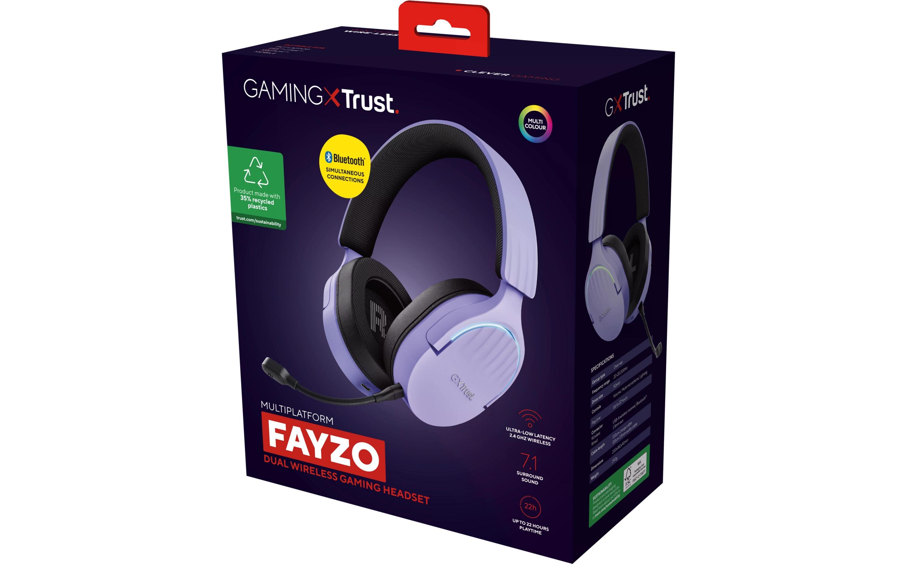 Headset GXT 491P FAYZO Schwarz/ViolettLeistungsstarkes ohrumschliessendes kabelloses Gaming-Headset für ein kabelloses immersives Gaming-Erlebnis