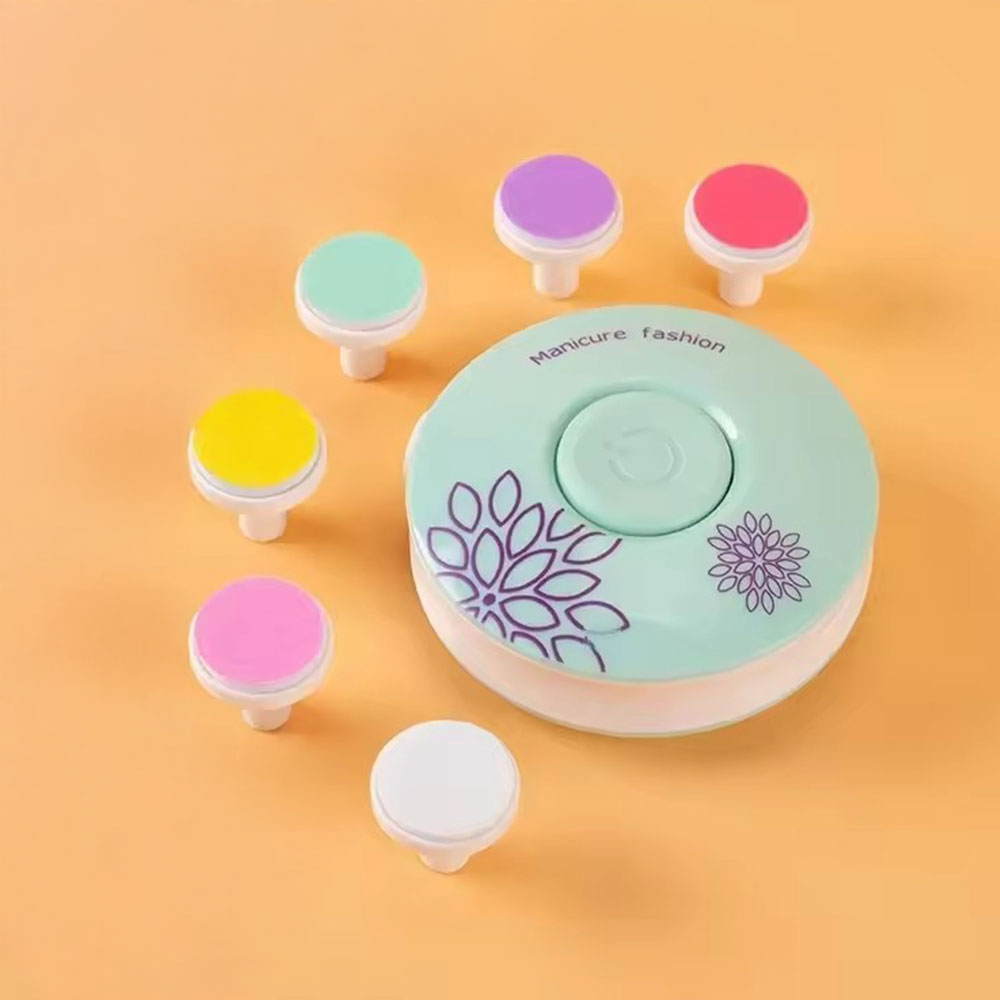 (7-tlg. Set) Elektrische Baby Nagelfeile Maniküre Trimmer Kinder Nagelpflege (Batteriebetrieben) - Hellblau