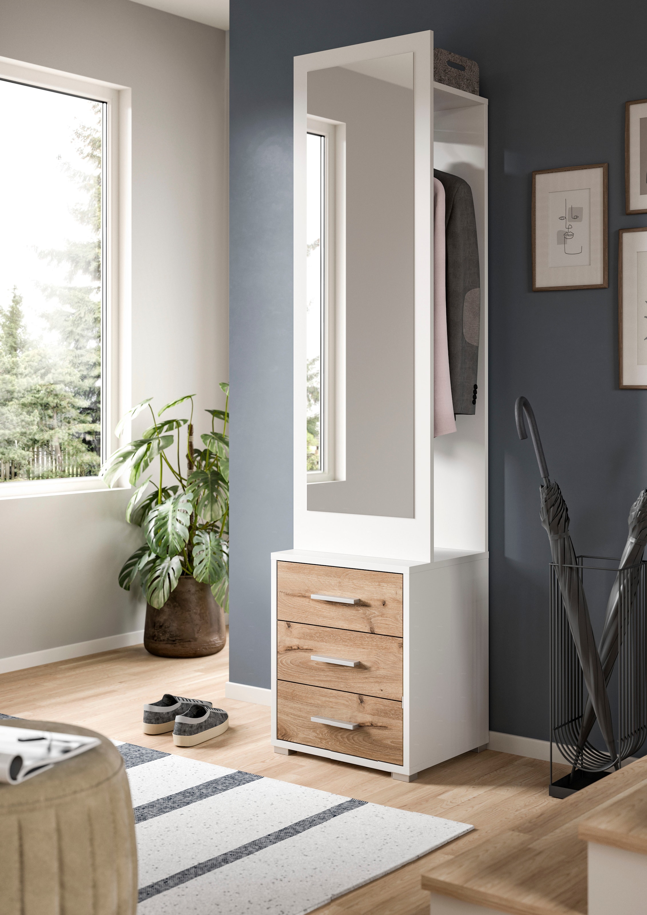 INOSIGN Kompaktgarderobe »Morrea, Höhe 190 cm, 3 Schubkästen, 3 Haken, 1 Kleiderstange« 1 Stk. tlg. schmale Garaderobe, Stauraum, Flur, Diele