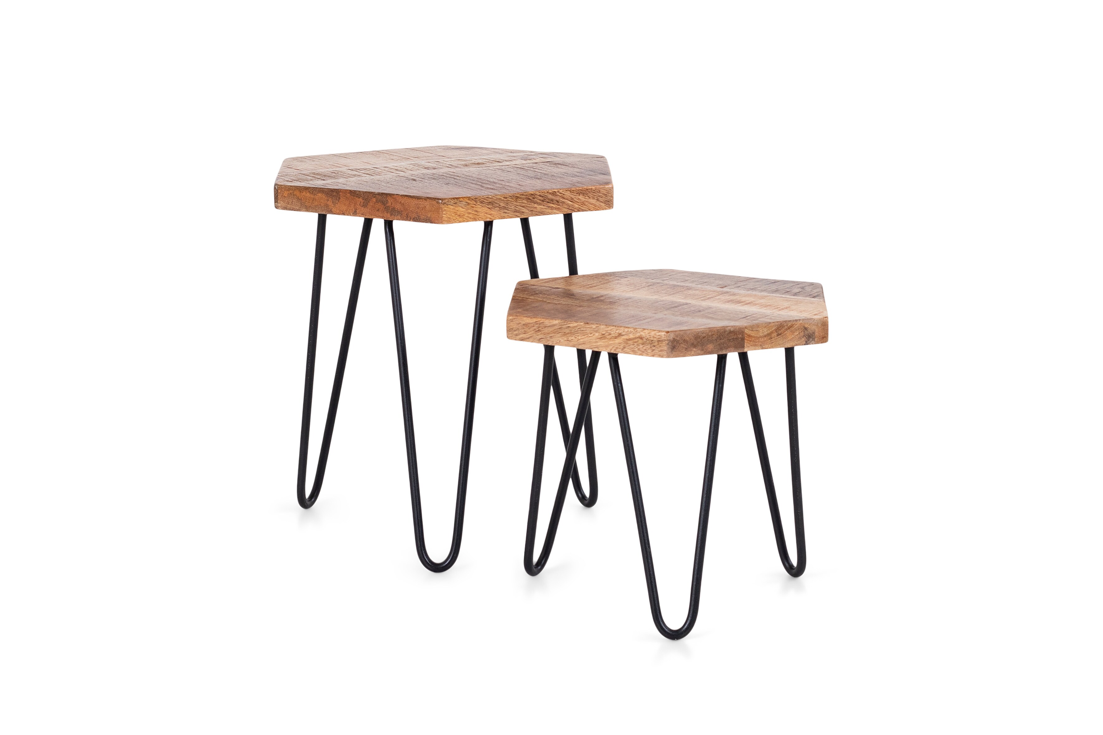 byLIVING Zweisatztisch ELEA, B 45x40 cm, H 45/55 cm, Mangoholz natur/schwarz