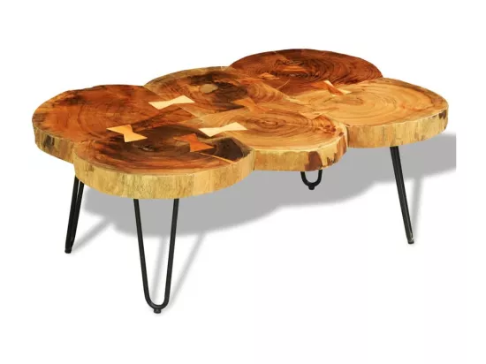 Table basse 35 cm 6 troncs Bois