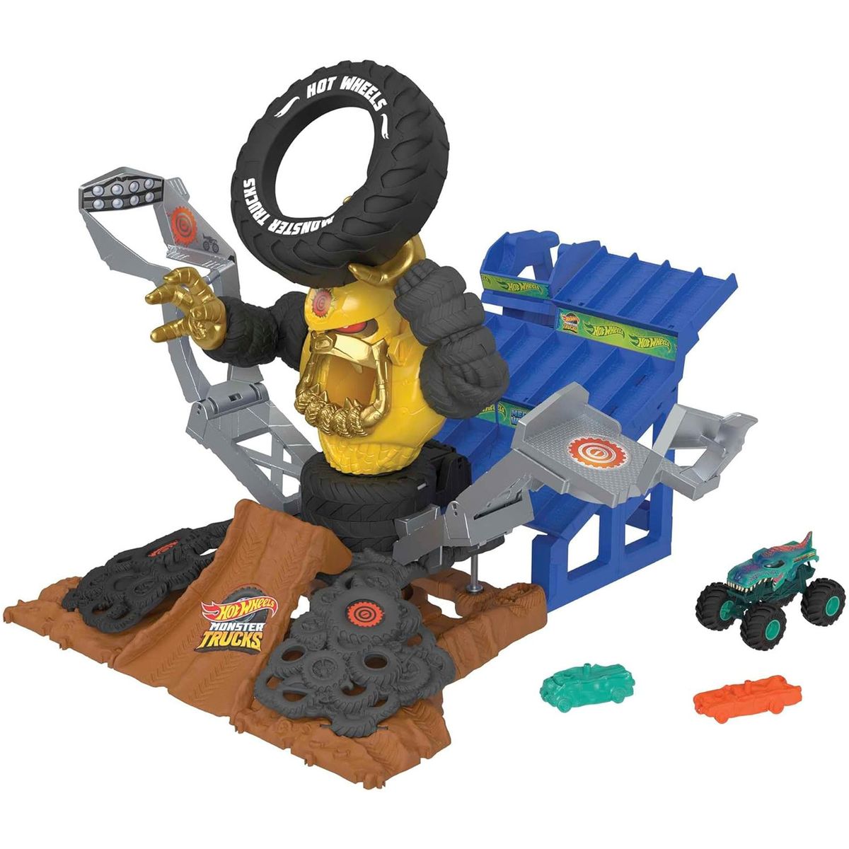 Mattel HPR47 - Hot Wheels - Monster Trucks - Arena Smashers - Mega-Wrex - Interaktives Spielset mit einem Fahrzeug, Crushzilla Takedown