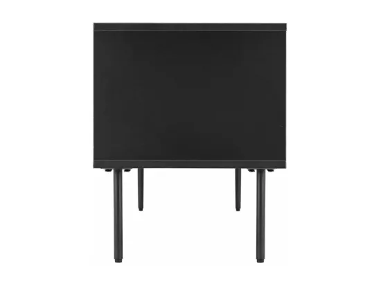 Meuble TV PAYTON avec 2 portes à lattes noir - 150x40 cm