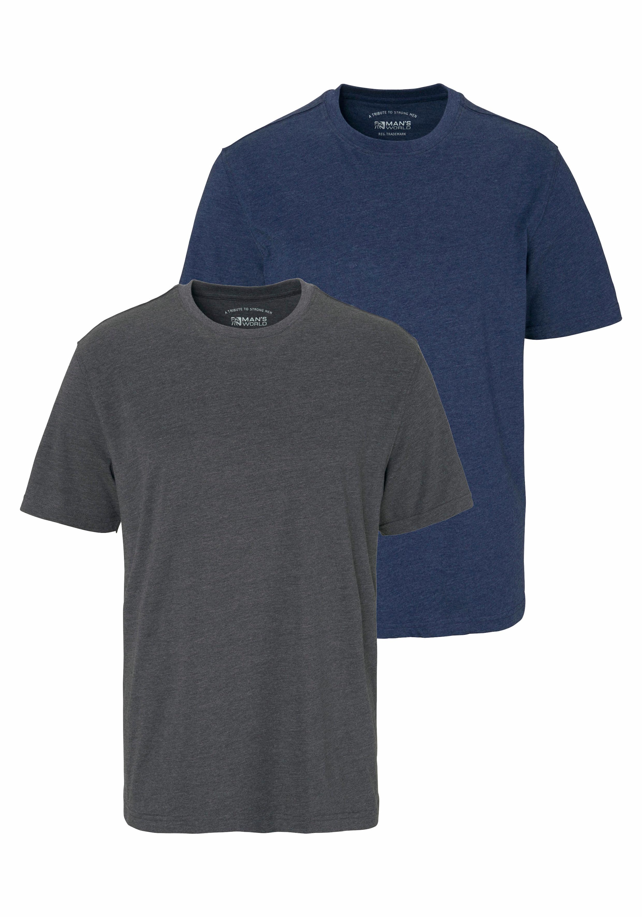 Man's World Rundhalsshirt , Kurzarm,  Basic-Stil,  aus Baumwollmischung,  2er-Pack