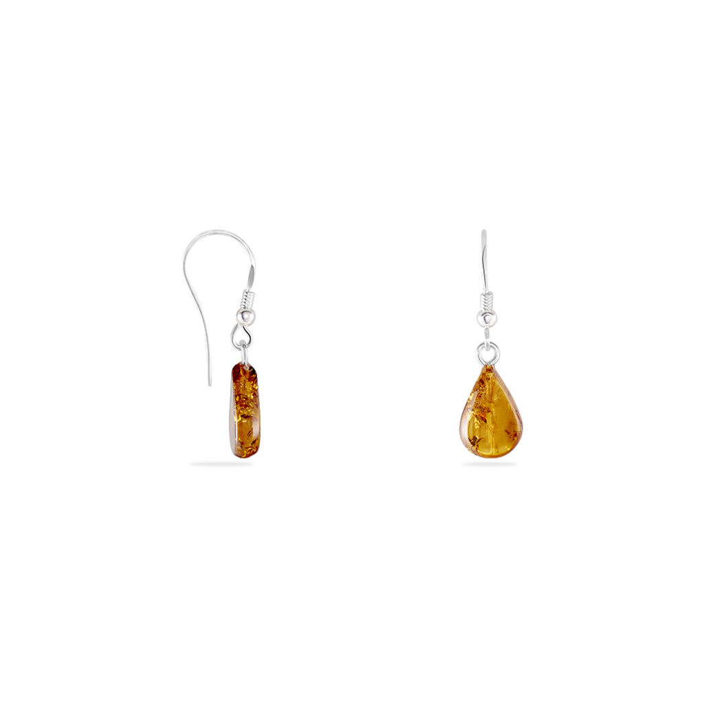 Boucles D'oreilles Pendantes Argent Blanc Mareme Ambre